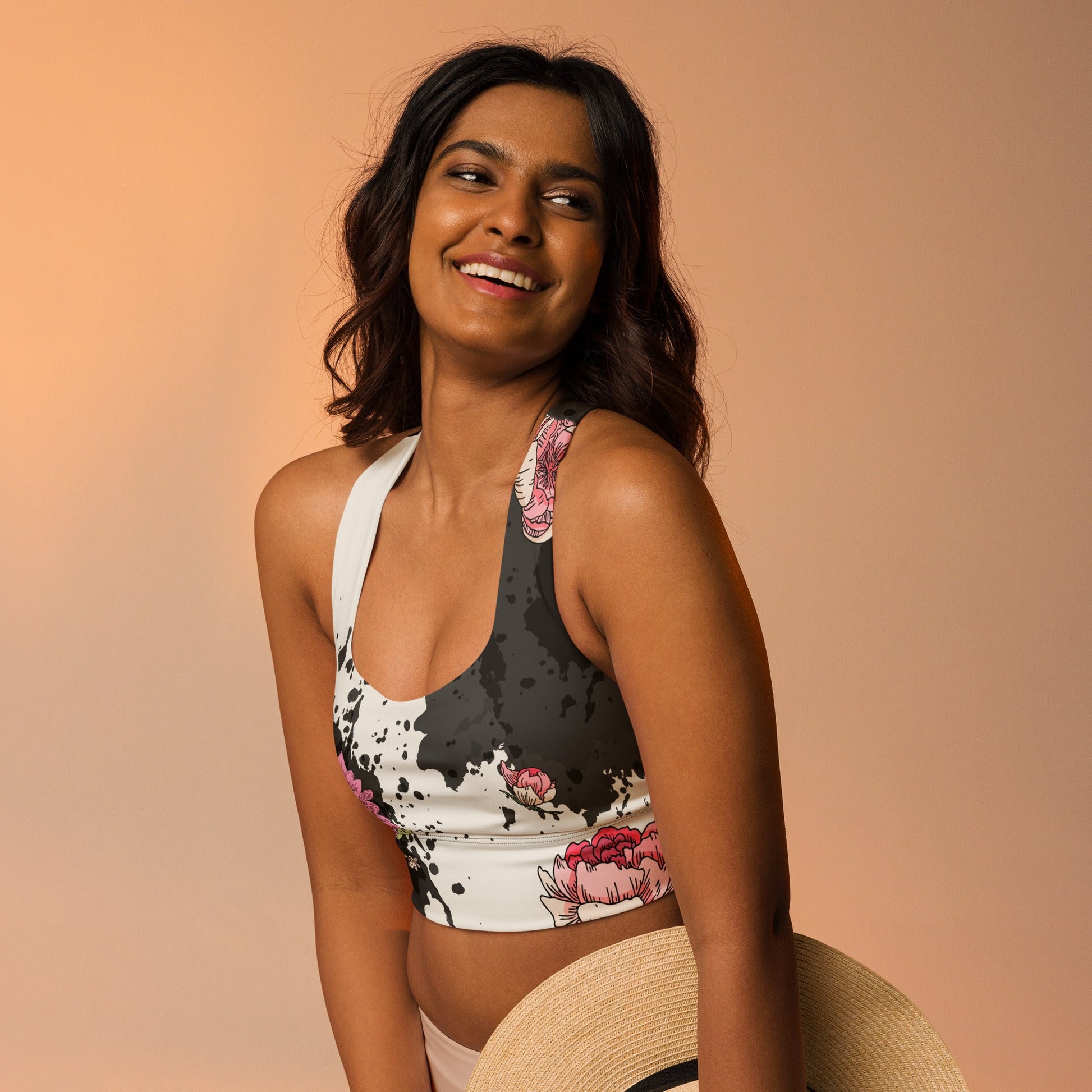 Longline Sport - BH „Midnight Blossom“ (Racerback) - YogaStylz