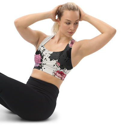 Longline Sport - BH „Midnight Blossom“ (Racerback) - YogaStylz