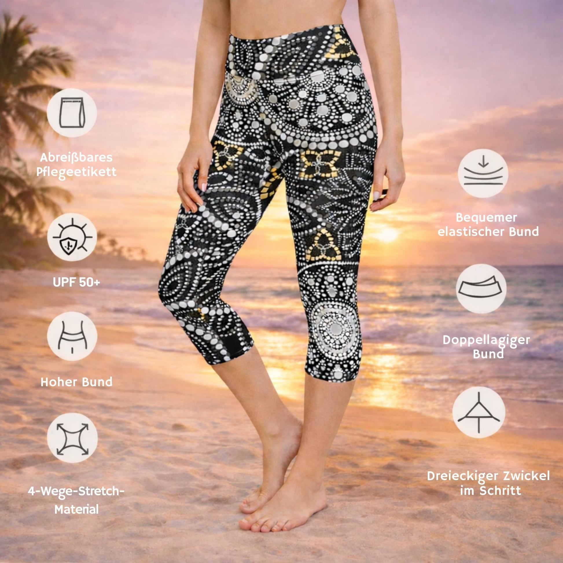 Mandala Capri - Yoga - Leggings – Schwarz - Weiß - YogaStylz