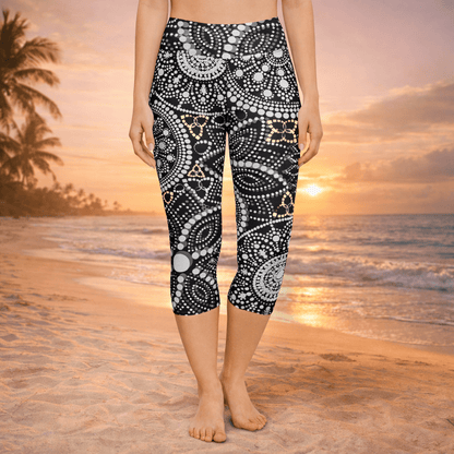 Mandala Capri - Yoga - Leggings – Schwarz - Weiß - YogaStylz