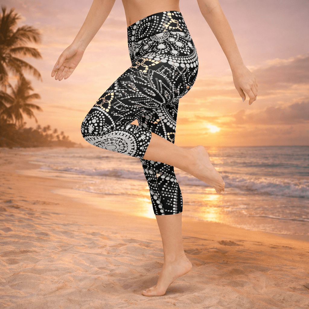 Mandala Capri - Yoga - Leggings – Schwarz - Weiß - YogaStylz