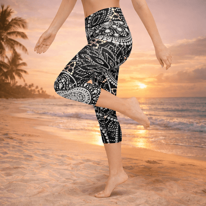 Mandala Capri - Yoga - Leggings – Schwarz - Weiß - YogaStylz