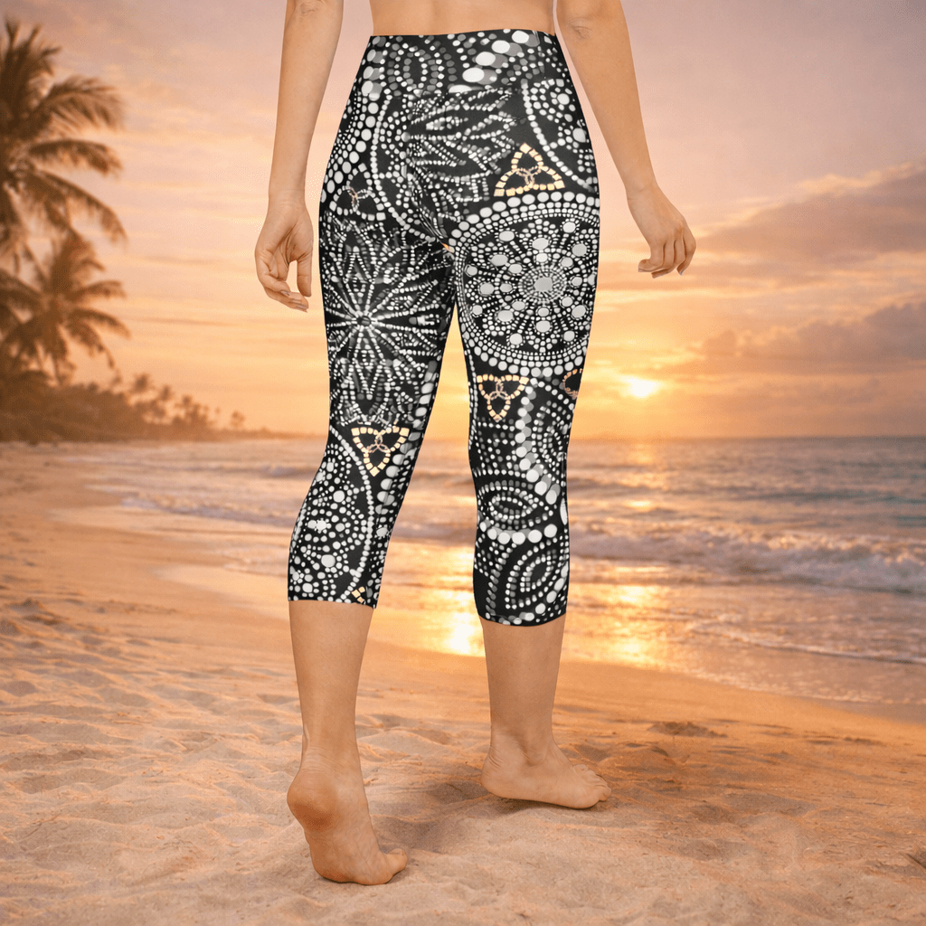 Mandala Capri - Yoga - Leggings – Schwarz - Weiß - YogaStylz
