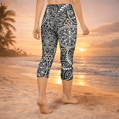 Mandala Capri - Yoga - Leggings – Schwarz - Weiß - YogaStylz
