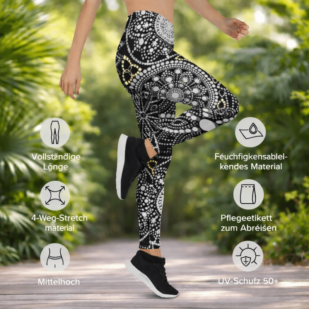 Mandala Leggings Schwarz - Weiß – Boho Style & Komfort - YogaStylz
