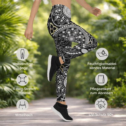Mandala Leggings Schwarz - Weiß – Boho Style & Komfort - YogaStylz