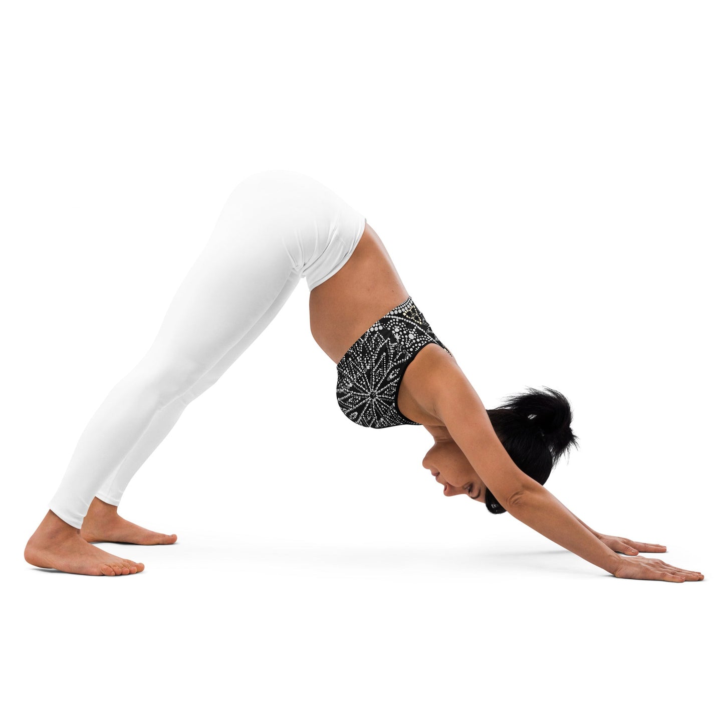 Mandala Sport - BH Schwarz Weiß – Feuchtigkeitsableitender Racerback - BH mit hohem Halt | Boho Fitness - BH für Damen A–C - YogaStylz