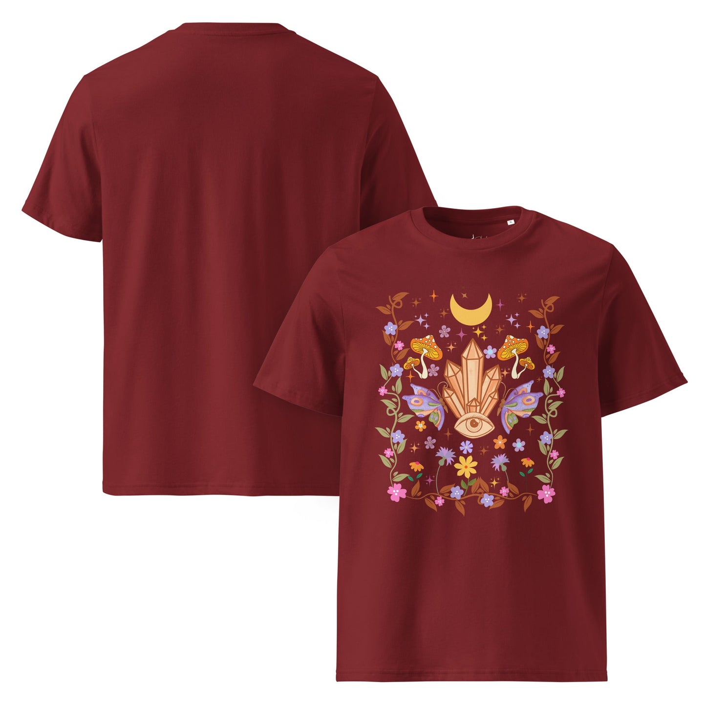 Mystic Bloom – Unisex Bio T-Shirt (Crystal Eye Design) - YogaStylz
