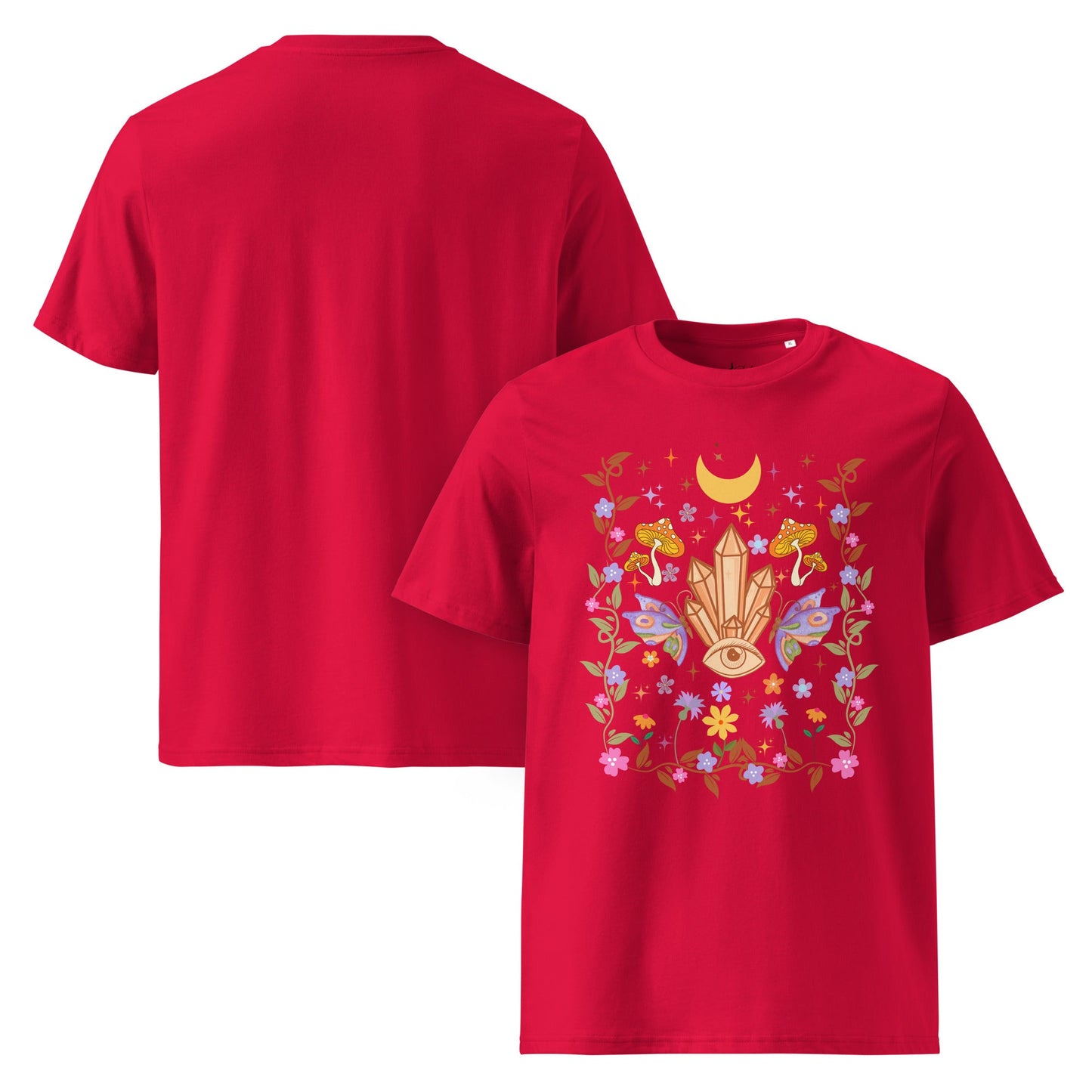 Mystic Bloom – Unisex Bio T-Shirt (Crystal Eye Design) - YogaStylz