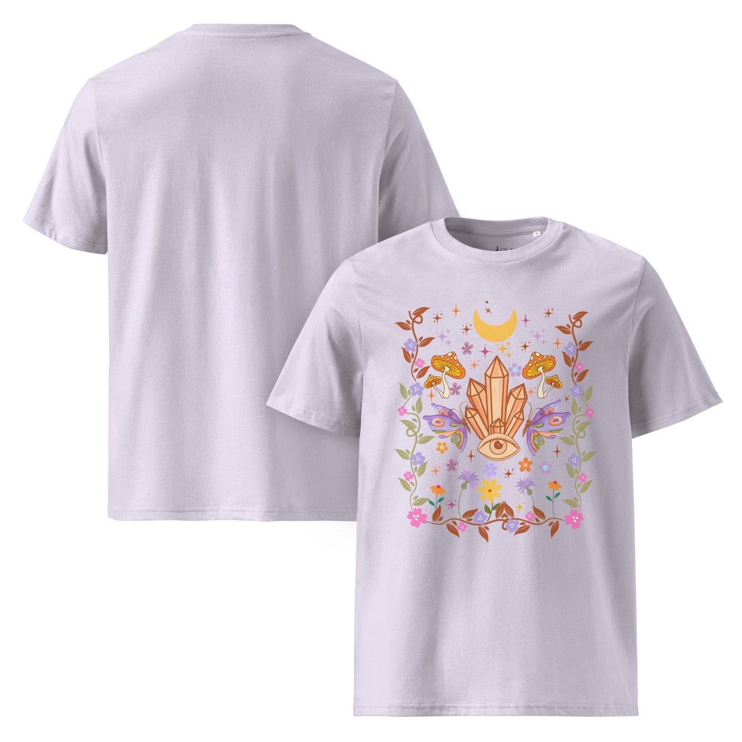 Mystic Bloom – Unisex Bio T-Shirt (Crystal Eye Design) - YogaStylz