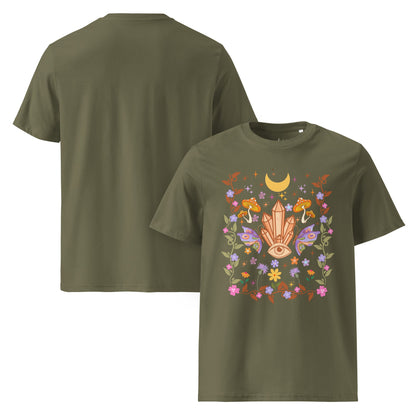 Mystic Bloom – Unisex Bio T-Shirt (Crystal Eye Design) - YogaStylz