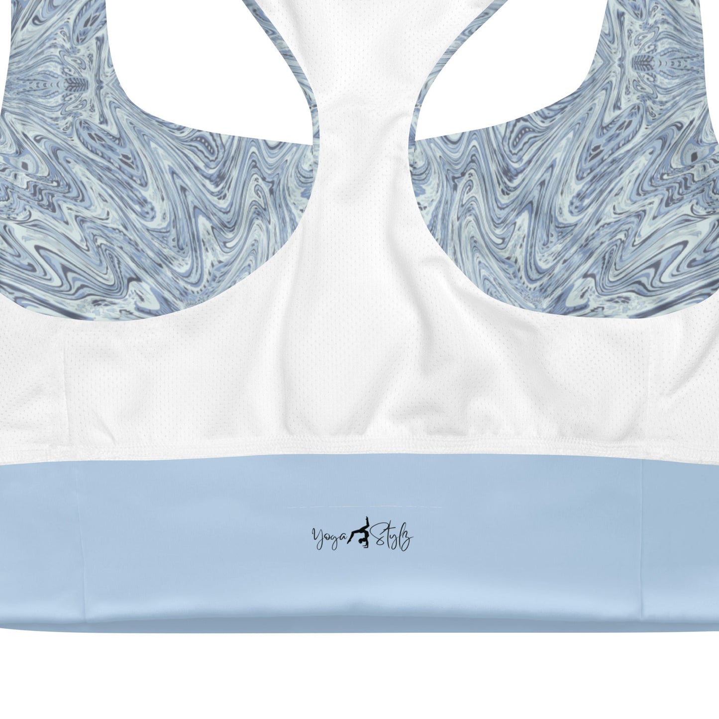 Recycelter Longline - Sport - BH Hellblau Abstrakt - YogaStylz