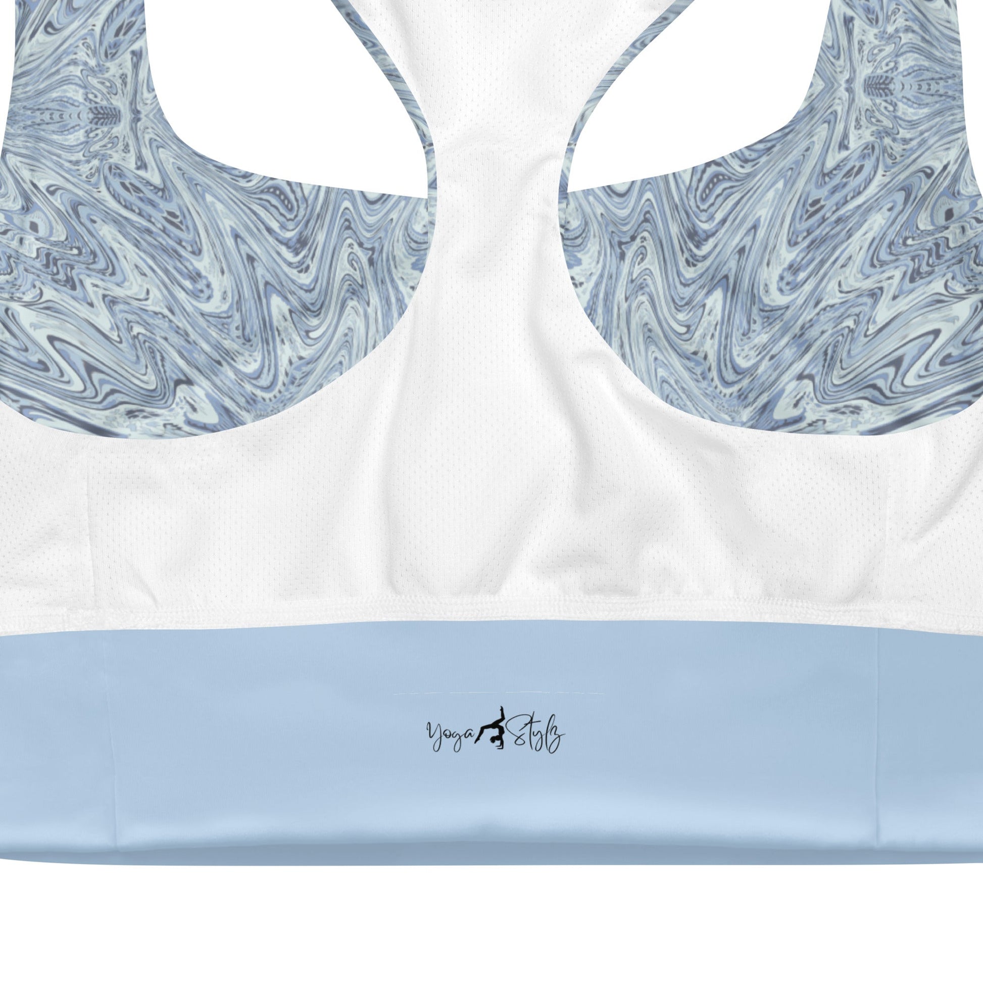 Recycelter Longline - Sport - BH Hellblau Abstrakt - YogaStylz