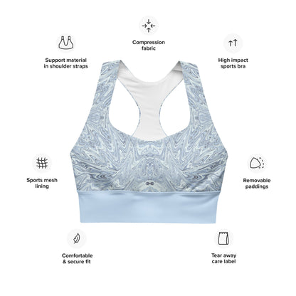 Recycelter Longline - Sport - BH Hellblau Abstrakt - YogaStylz