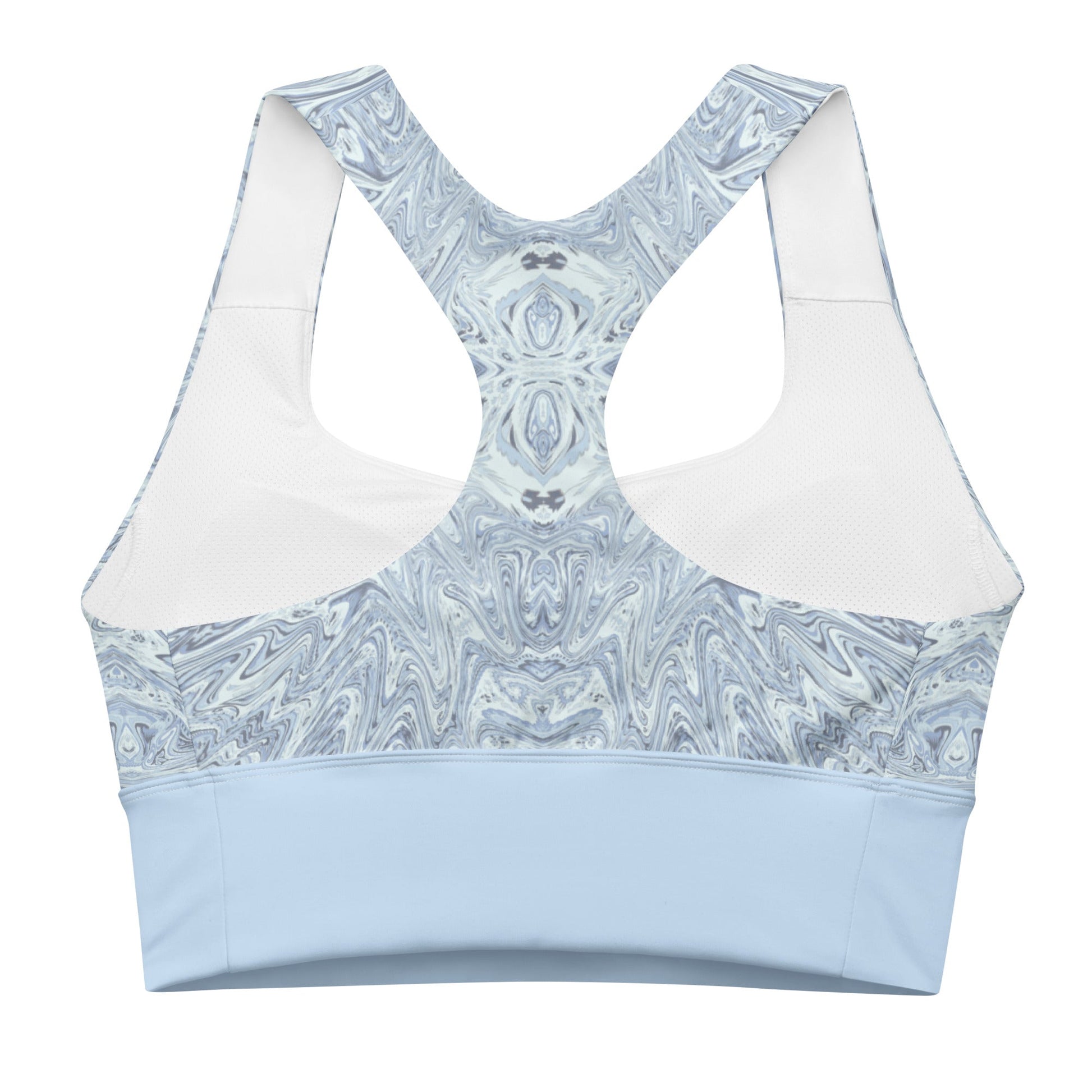 Recycelter Longline - Sport - BH Hellblau Abstrakt - YogaStylz