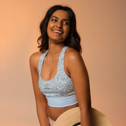 Recycelter Longline - Sport - BH Hellblau Abstrakt - YogaStylz