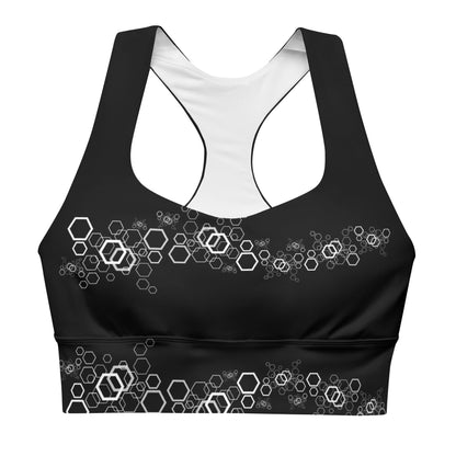 Recycelter Longline - Sport - BH im geometrischen Muster - YogaStylz