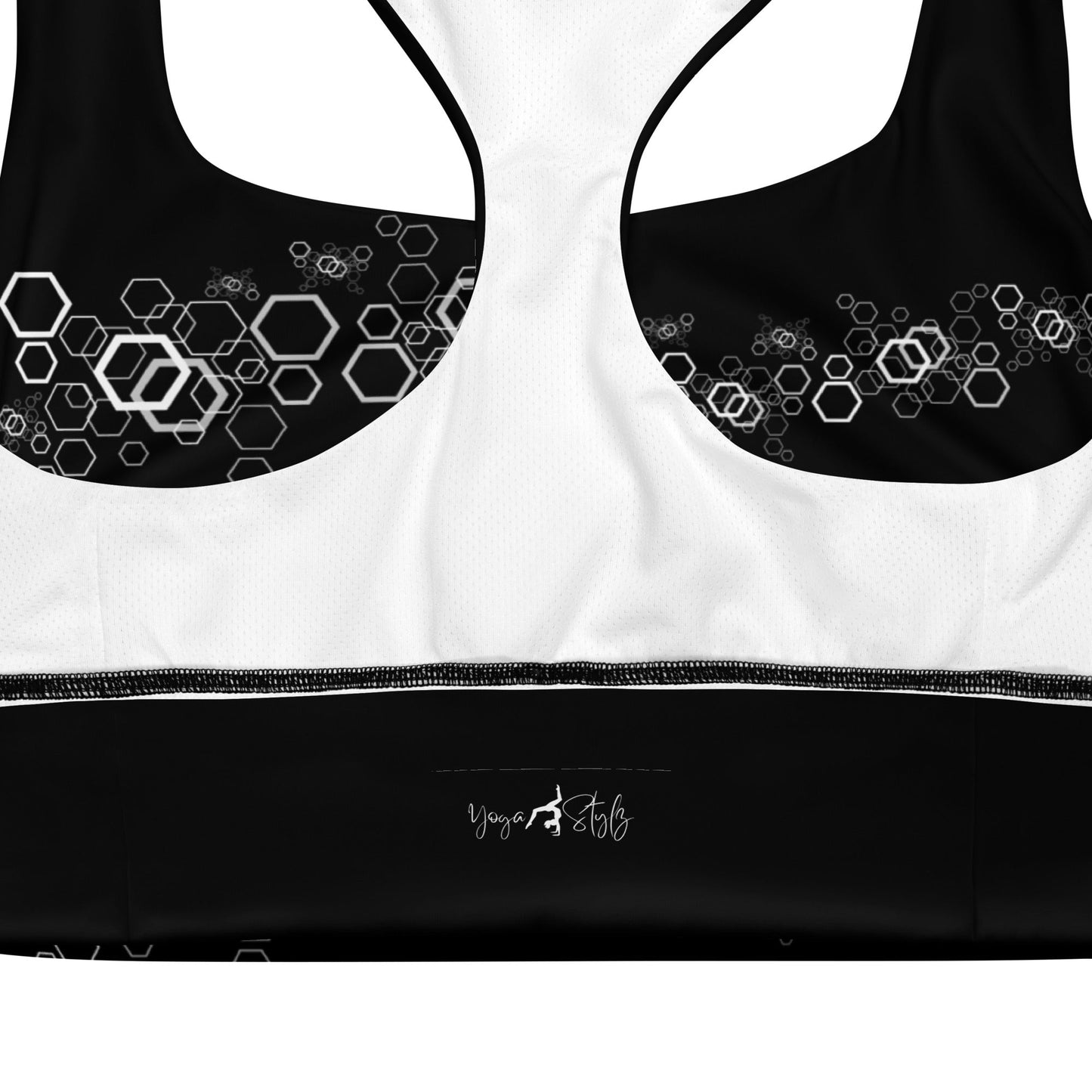 Recycelter Longline - Sport - BH im geometrischen Muster - YogaStylz