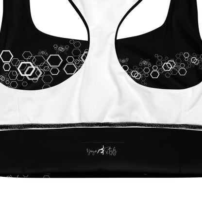 Recycelter Longline - Sport - BH im geometrischen Muster - YogaStylz