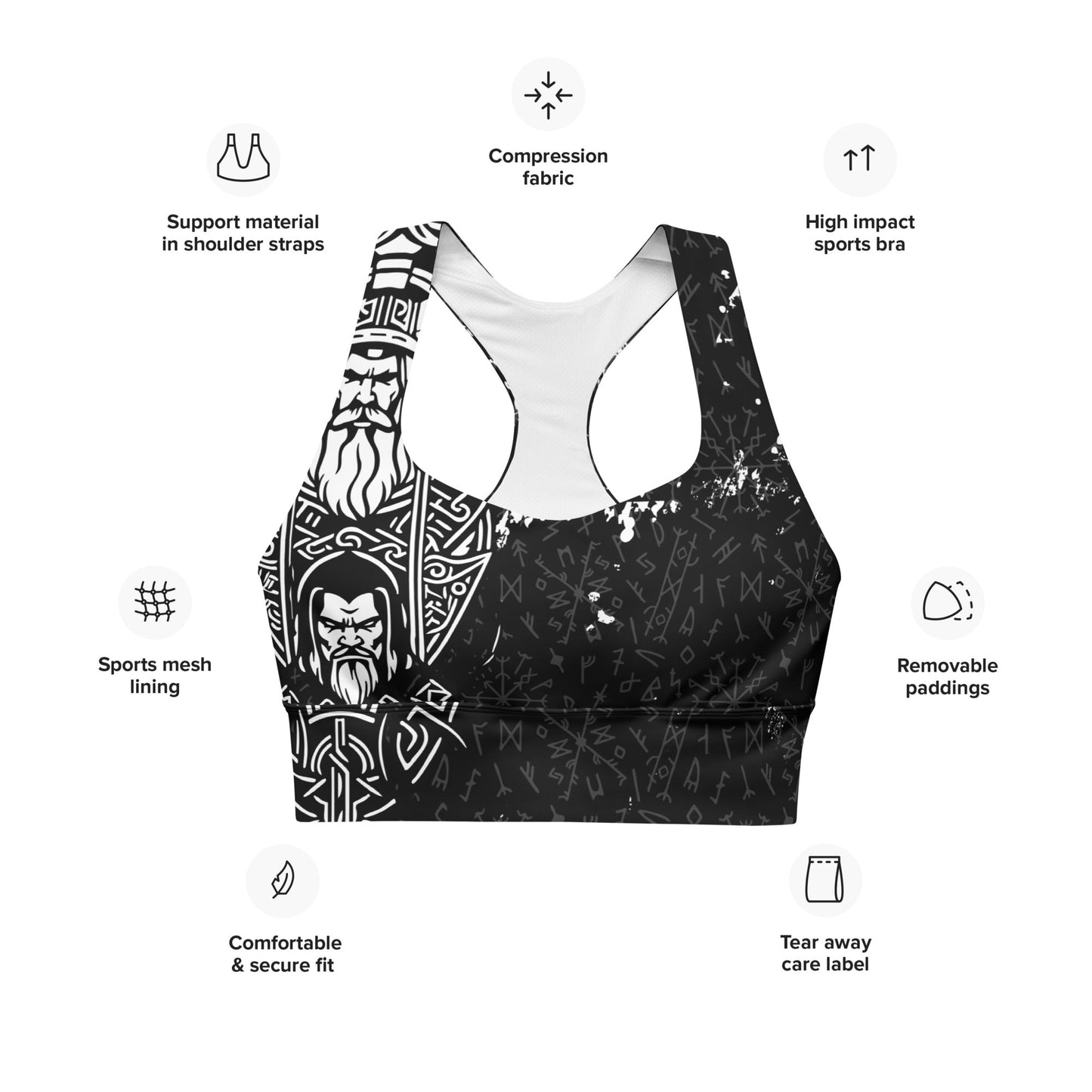 Recycelter Longline - Sport - BH im Wikinger - Design - YogaStylz