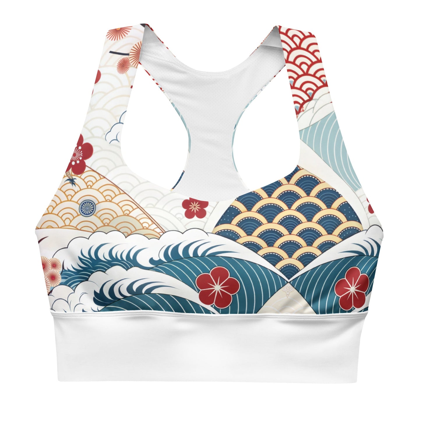 Recycelter Longline - Sport - BH mit abstraktem Muster - YogaStylz