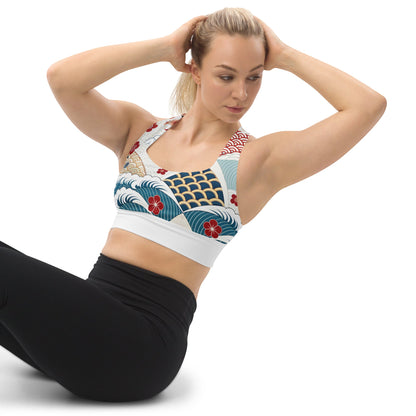 Recycelter Longline - Sport - BH mit abstraktem Muster - YogaStylz