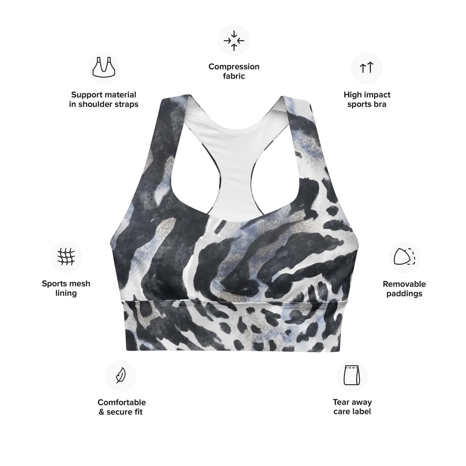 Recycelter Longline - Sport - BH mit Animal Print - YogaStylz