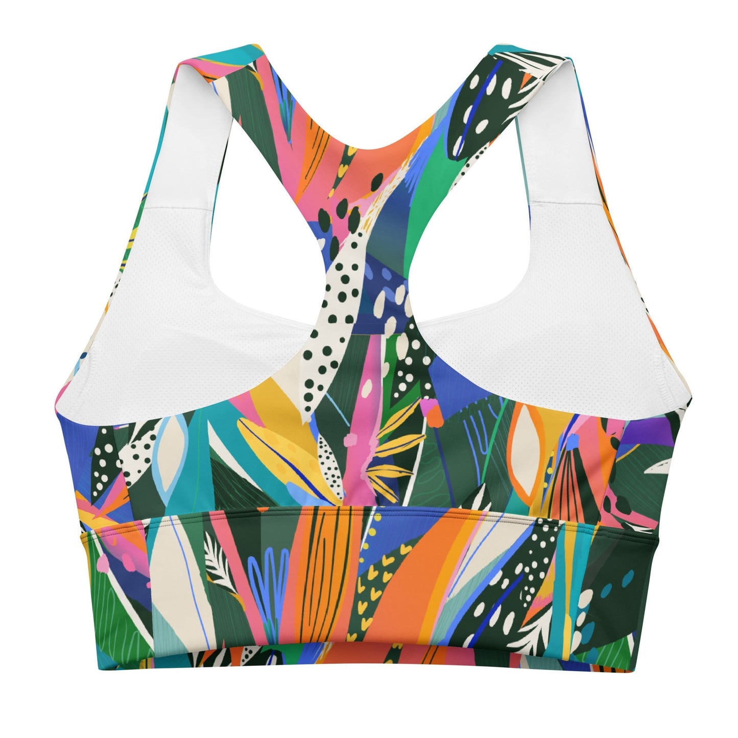 Recycelter Longline - Sport - BH mit buntem Blumenmuster - YogaStylz