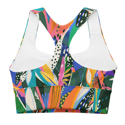 Recycelter Longline - Sport - BH mit buntem Blumenmuster - YogaStylz
