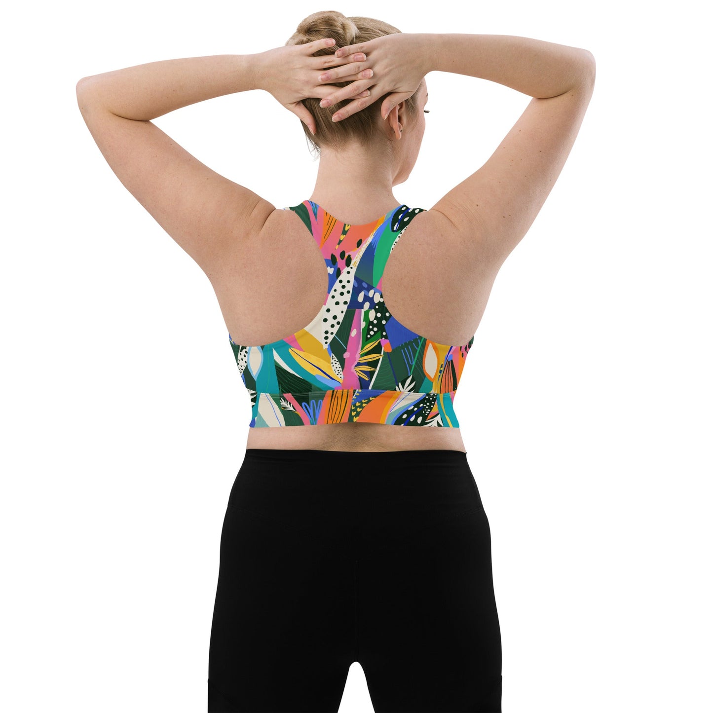 Recycelter Longline - Sport - BH mit buntem Blumenmuster - YogaStylz