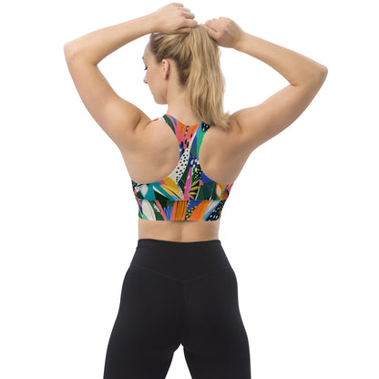 Recycelter Longline - Sport - BH mit buntem Blumenmuster - YogaStylz