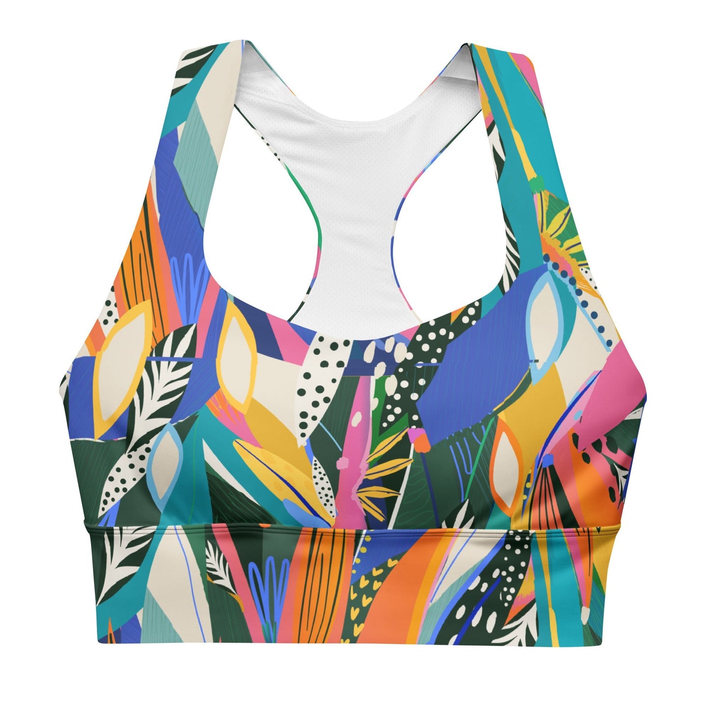 Recycelter Longline - Sport - BH mit buntem Blumenmuster - YogaStylz