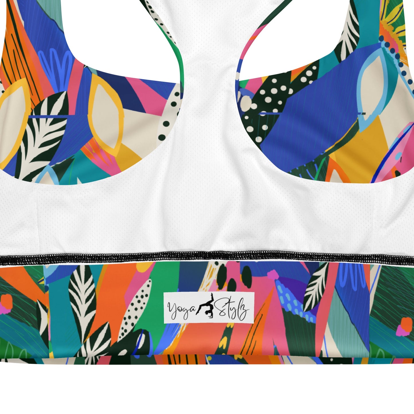 Recycelter Longline - Sport - BH mit buntem Blumenmuster - YogaStylz