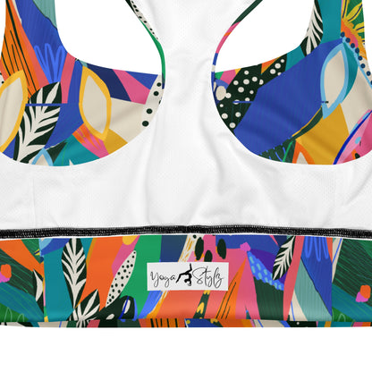 Recycelter Longline - Sport - BH mit buntem Blumenmuster - YogaStylz