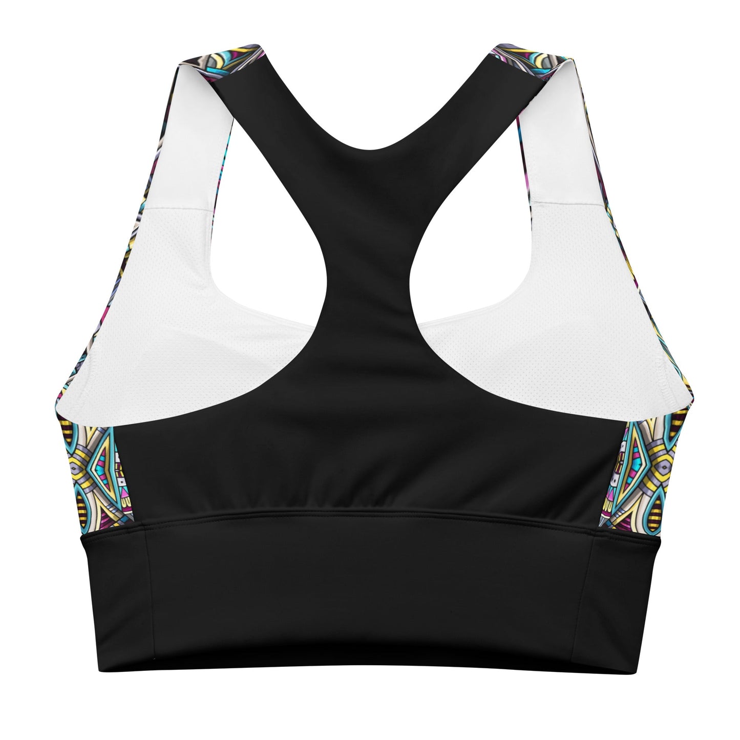 Recycelter Longline - Sport - BH mit buntem Mandala - Design - YogaStylz