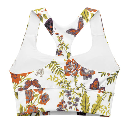 Recycelter Longline - Sport - BH mit herbstlich floralem Muster - YogaStylz