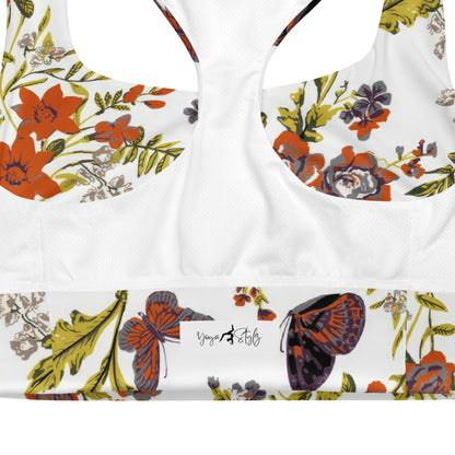 Recycelter Longline - Sport - BH mit herbstlich floralem Muster - YogaStylz