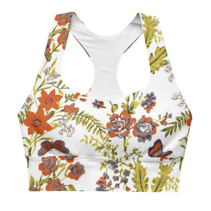 Recycelter Longline - Sport - BH mit herbstlich floralem Muster - YogaStylz