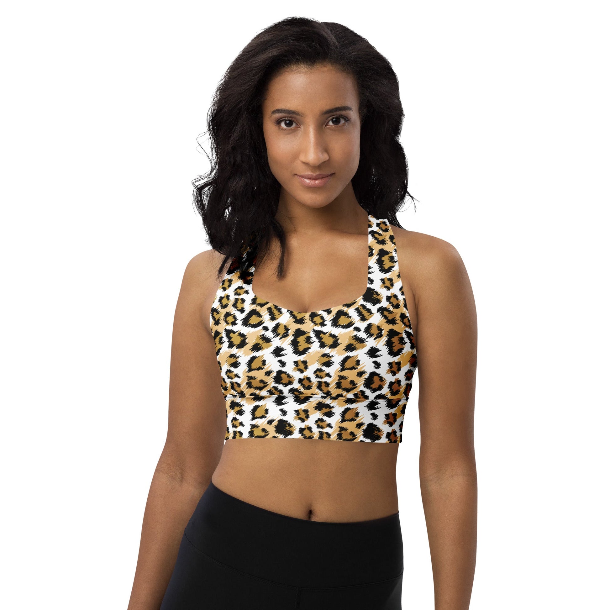 Recycelter Longline - Sport - BH mit Leoparden Print - YogaStylz