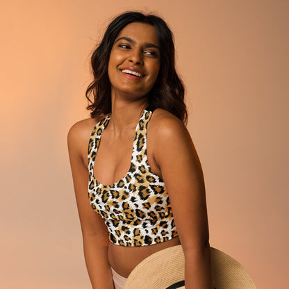 Recycelter Longline - Sport - BH mit Leoparden Print - YogaStylz