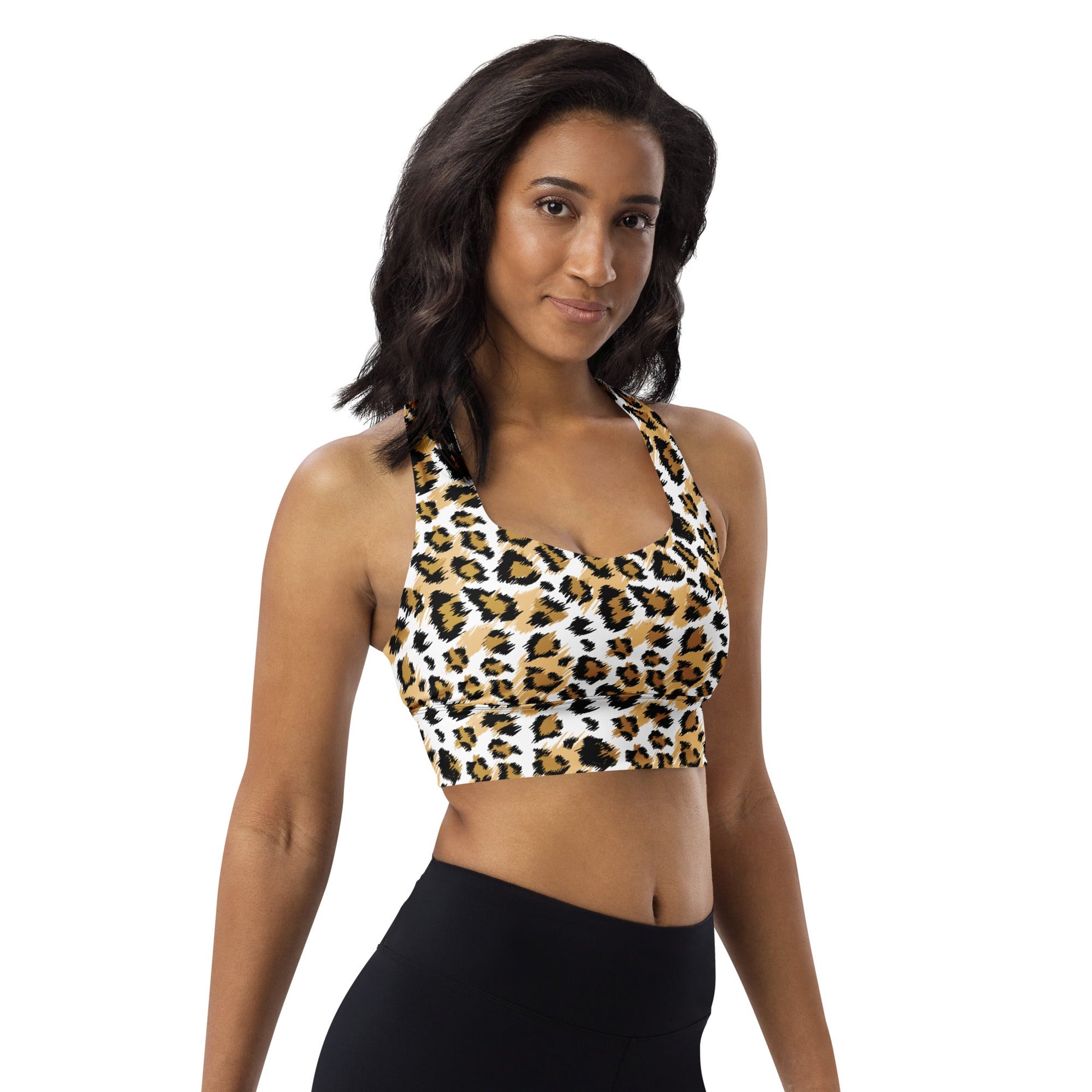 Recycelter Longline - Sport - BH mit Leoparden Print - YogaStylz