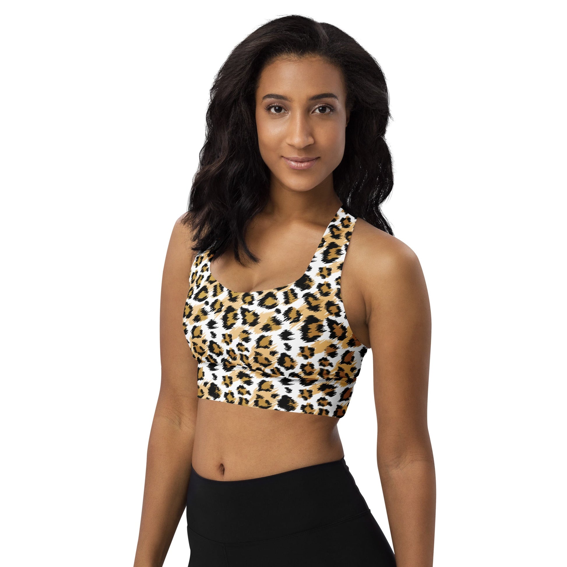 Recycelter Longline - Sport - BH mit Leoparden Print - YogaStylz