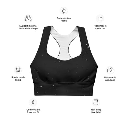 Recycelter Longline - Sport - BH mit Mondphasen & Sternenhimmel - YogaStylz