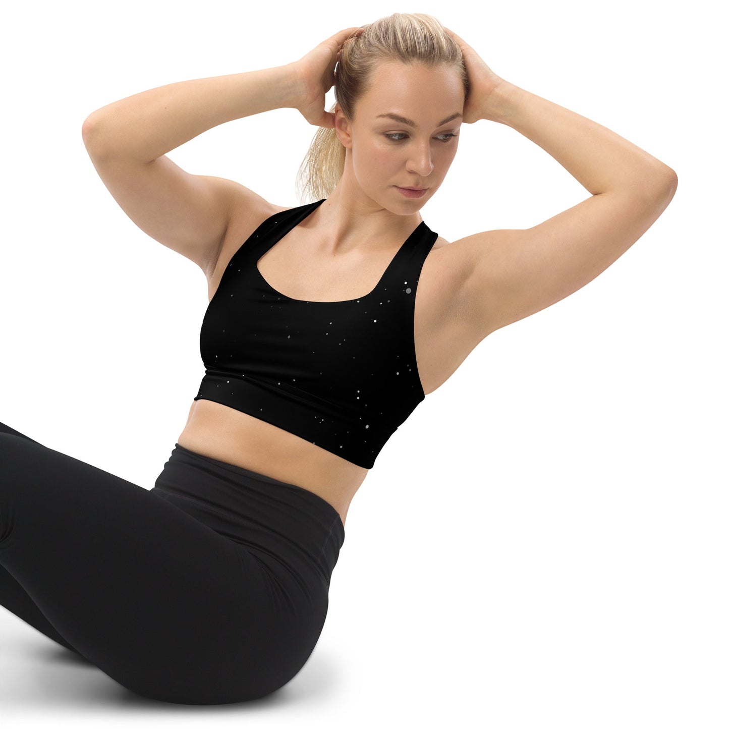 Recycelter Longline - Sport - BH mit Mondphasen & Sternenhimmel - YogaStylz