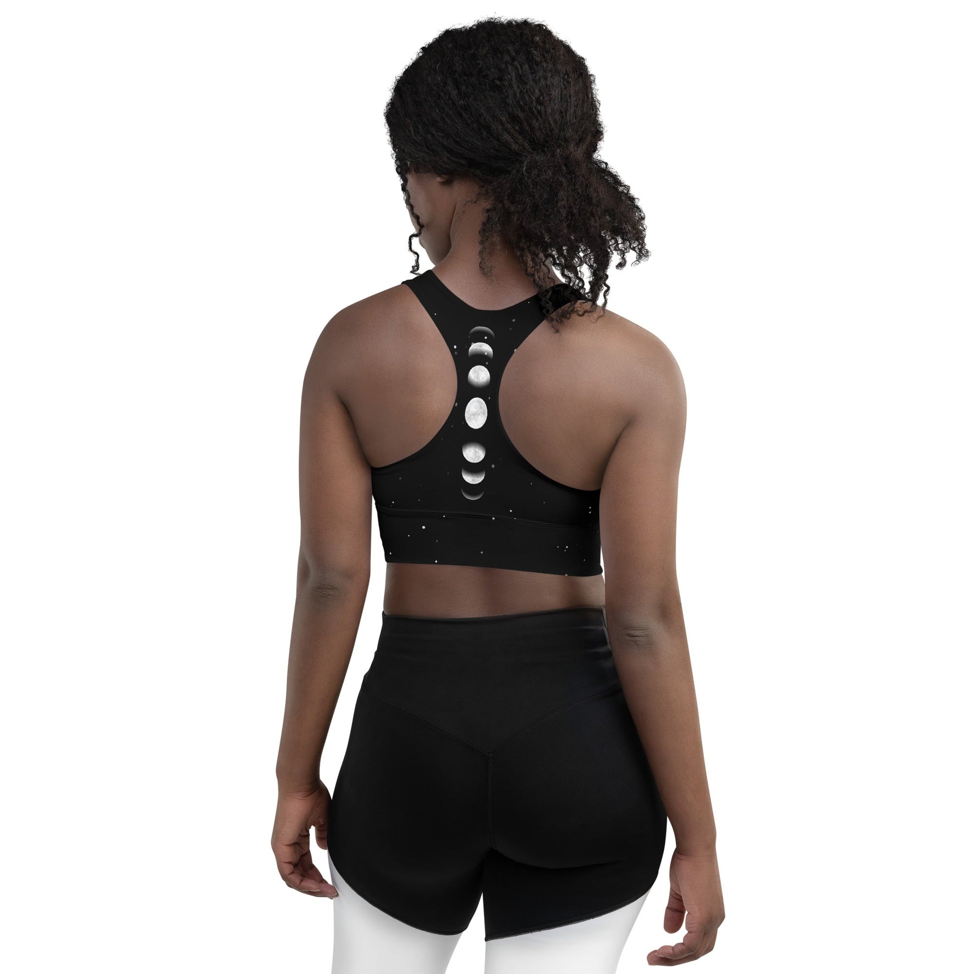 Recycelter Longline - Sport - BH mit Mondphasen & Sternenhimmel - YogaStylz