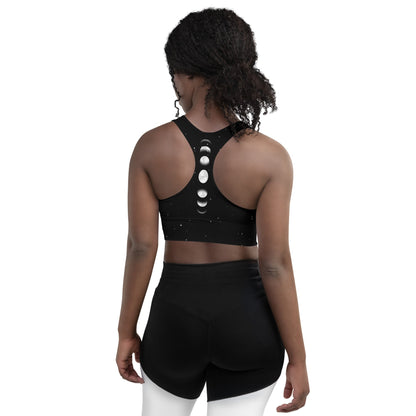 Recycelter Longline - Sport - BH mit Mondphasen & Sternenhimmel - YogaStylz