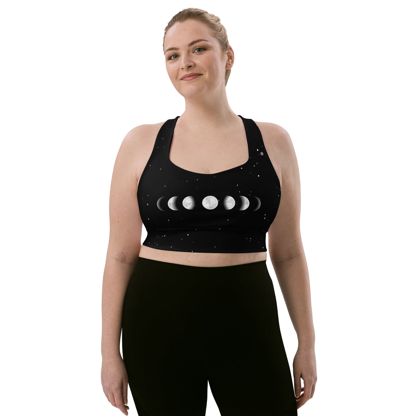 Recycelter Longline - Sport - BH mit Mondphasen vorne - YogaStylz