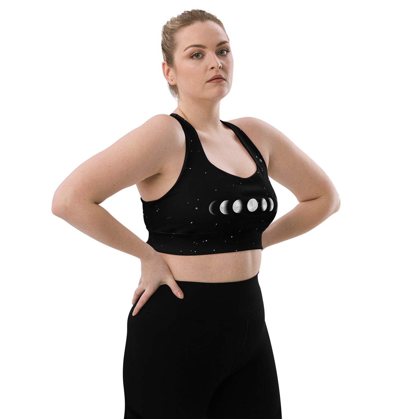 Recycelter Longline - Sport - BH mit Mondphasen vorne - YogaStylz