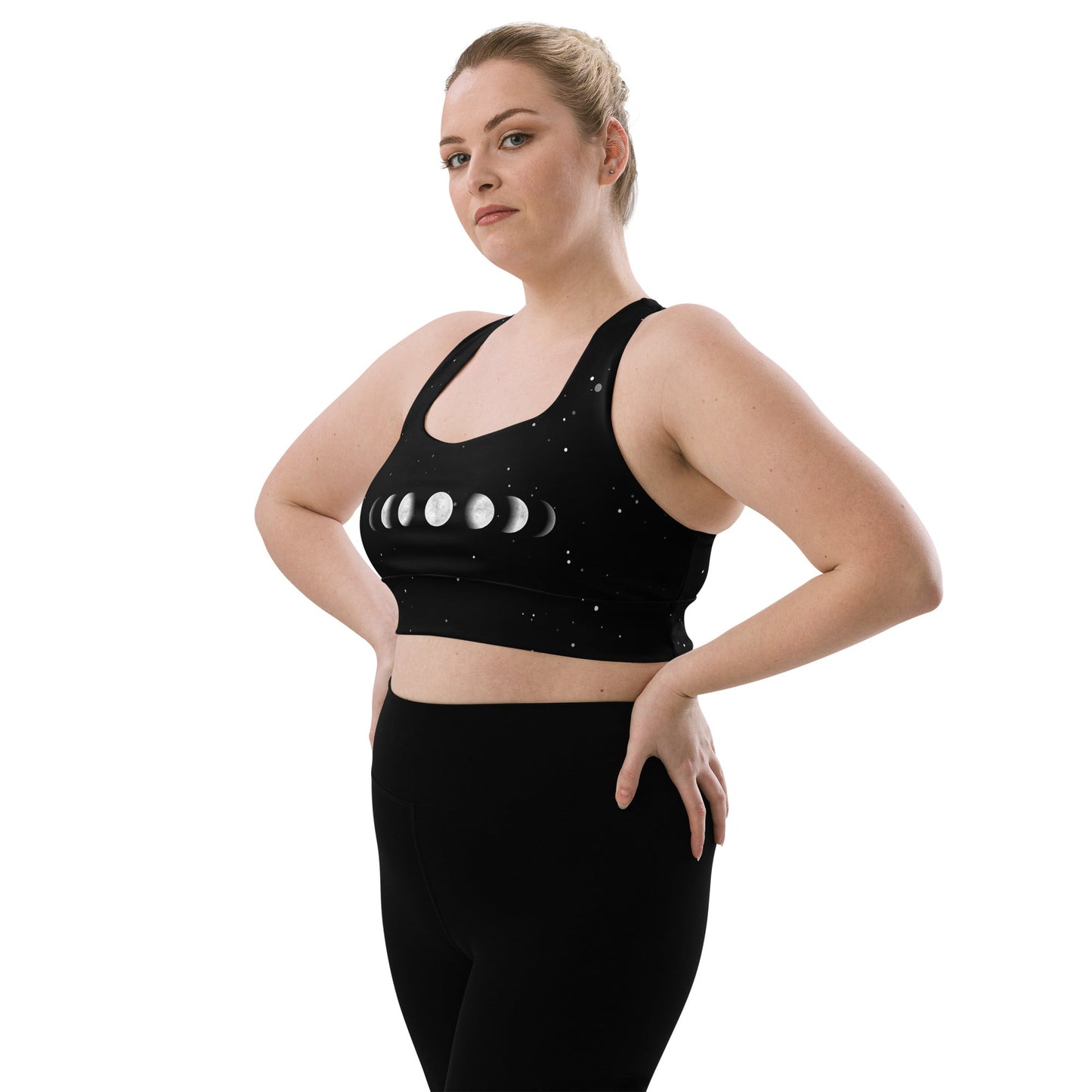 Recycelter Longline - Sport - BH mit Mondphasen vorne - YogaStylz