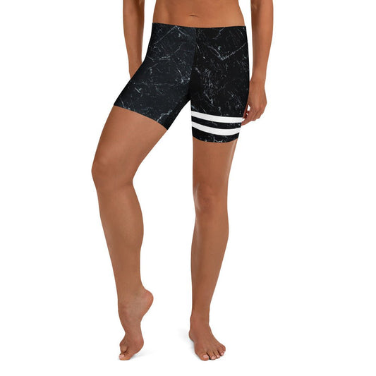 Shorts mit Marmor - Design & weißen Streifen - YogaStylz